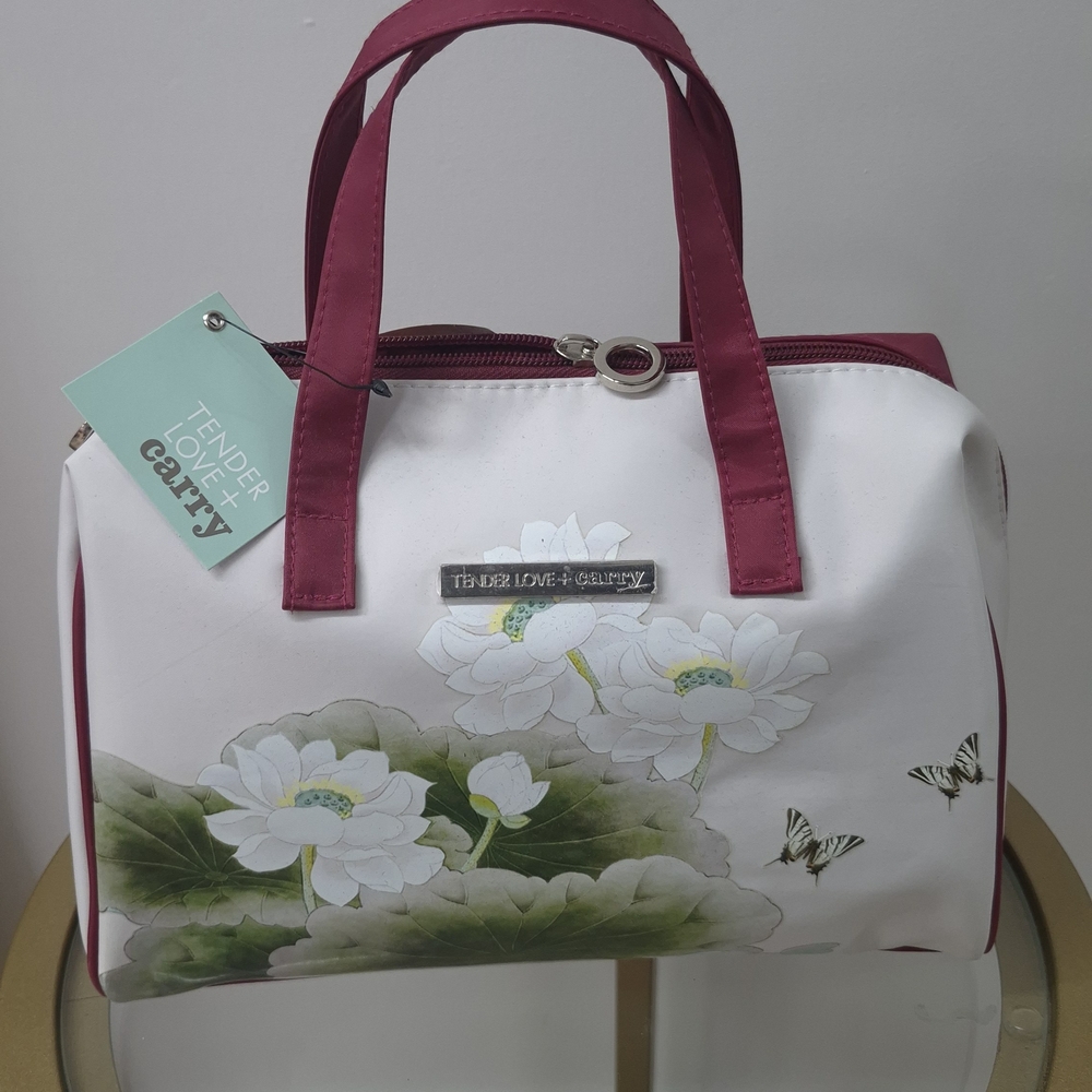 Tender Love & Carry White and Pink Floral Tote Bag